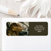 Fantasy Schattigee dinosaurus rijdende auto Etiket (Insitu)