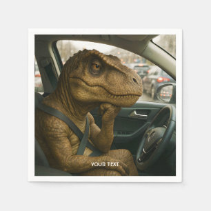 Fantasy Schattigee dinosaurus rijdende auto Servet