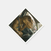 Fantasy Schattigee dinosaurus rijdende auto Servet (Hoek)