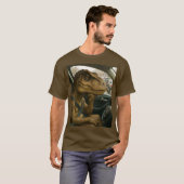 Fantasy Schattigee dinosaurus rijdende auto T-shirt (Voorkant volledig)