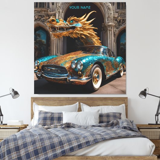Fantasy Schattigee Dragon Car Mix Canvas Afdruk (Insitu (Slaapkamer))
