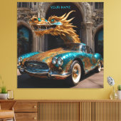 Fantasy Schattigee Dragon Car Mix Canvas Afdruk (Insitu (Woonkamer))