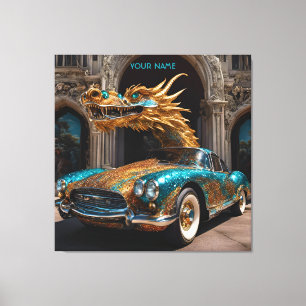Fantasy Schattigee Dragon Car Mix Canvas Afdruk