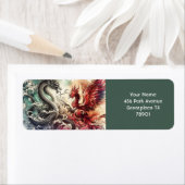 Fantasy Schattigee Dragon Phoenix Ink Etiket (Insitu)