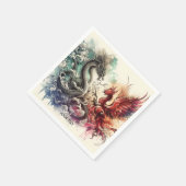 Fantasy Schattigee Dragon Phoenix Ink Servet (Hoek)