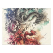 Fantasy Schattigee Dragon Phoenix Ink Tafelkleed (Voorkant (Horizontaal))