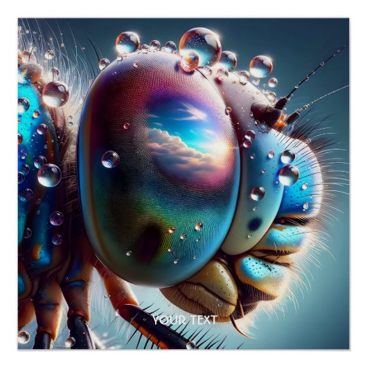 Fantasy Schattigee Dragonfly Macro Foto Perfect Poster (Voorkant)