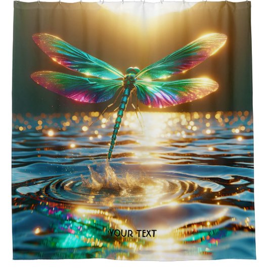 Fantasy Schattigee Dragonfly Water Reflectie Douchegordijn (Voorkant)