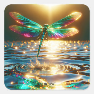 Fantasy Schattigee Dragonfly Water Reflectie Vierkante Sticker
