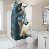 Fantasy Schattigee dubbele expositie Wolf Douchegordijn (In situ)