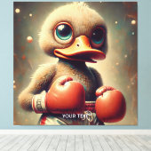Fantasy Schattigee Duck Boxing Handschoenen Canvas Afdruk (Insitu (Houten vloer))
