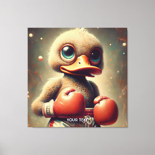Fantasy Schattigee Duck Boxing Handschoenen Canvas Afdruk