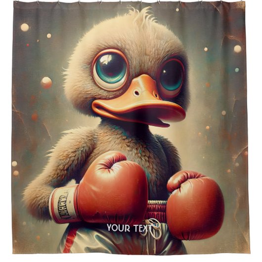 Fantasy Schattigee Duck Boxing Handschoenen Douchegordijn (Voorkant)