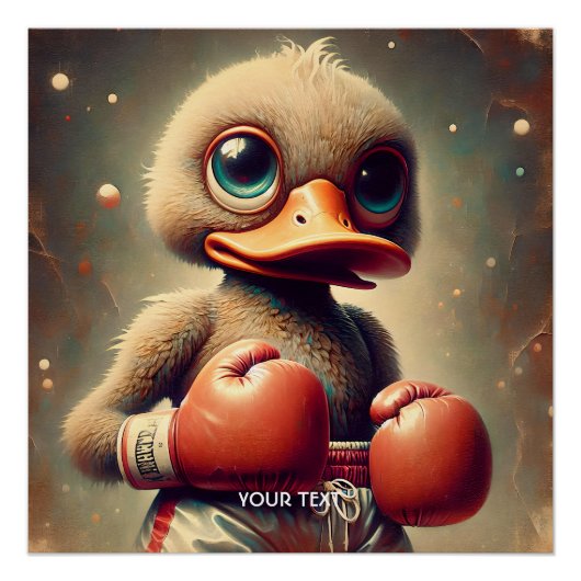 Fantasy Schattigee Duck Boxing Handschoenen Perfect Poster (Voorkant)