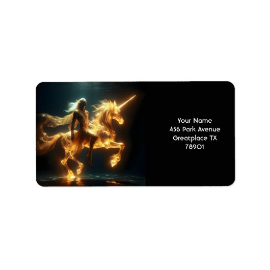 Fantasy Schattigee etherische onderwater eenhoorn Etiket (Voorkant)