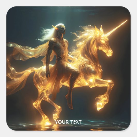 Fantasy Schattigee etherische onderwater eenhoorn Vierkante Sticker (Voorkant)