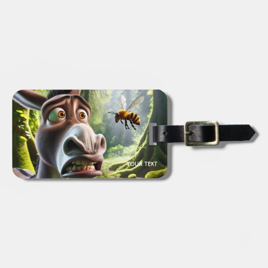 Fantasy Schattigee ezel Sting Bee Bagagelabel (Voorkant horizontaal)