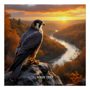 Fantasy Schattigee Falcon Sunset Herfst Perfect Poster
