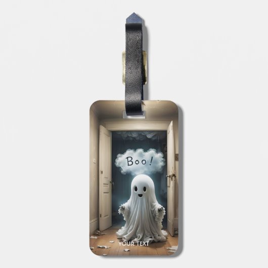 Fantasy Schattigee Ghost Closet Boo Bagagelabel (Achterkant verticaal)