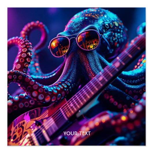 Fantasy Schattigee Gitaar Zonnebril Octopus Perfect Poster (Voorkant)