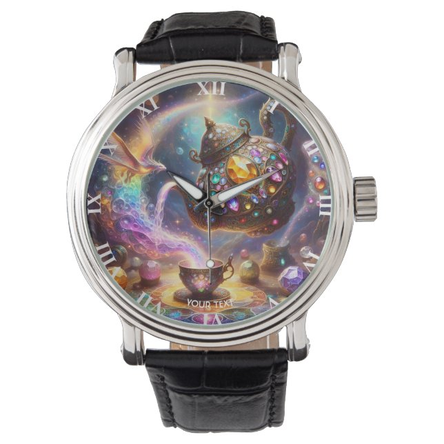 Fantasy Schattigee glazen theeketel Horloge (Voorkant)