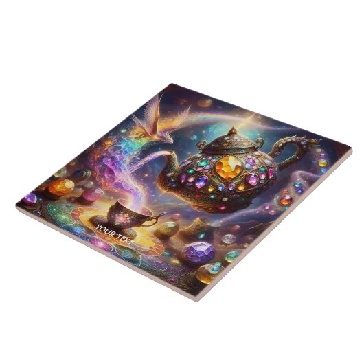 Fantasy Schattigee glazen theeketel Tegeltje (Zijkant)