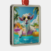 Fantasy Schattigee Goat Float Glasses Metalen Ornament (Rechts)