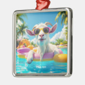 Fantasy Schattigee Goat Float Glasses Metalen Ornament (Links)