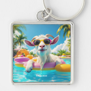 Fantasy Schattigee Goat Float Glasses Sleutelhanger
