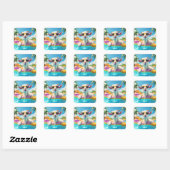 Fantasy Schattigee Goat Float Glasses Vierkante Sticker (Vel)