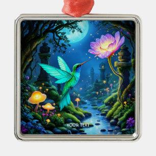 Fantasy Schattigee groene vogelbloem Metalen Ornament