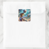 Fantasy Schattigee Guitar Strange Player Vierkante Sticker (Tas)