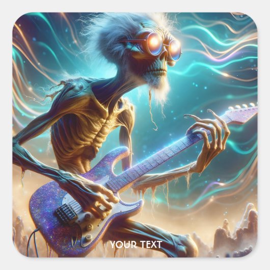 Fantasy Schattigee Guitar Strange Player Vierkante Sticker (Voorkant)