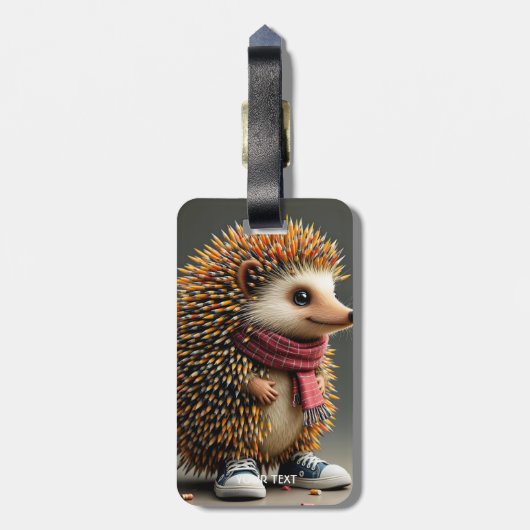 Fantasy Schattigee Hedgehog Sharp Needles Bagagelabel (Achterkant verticaal)