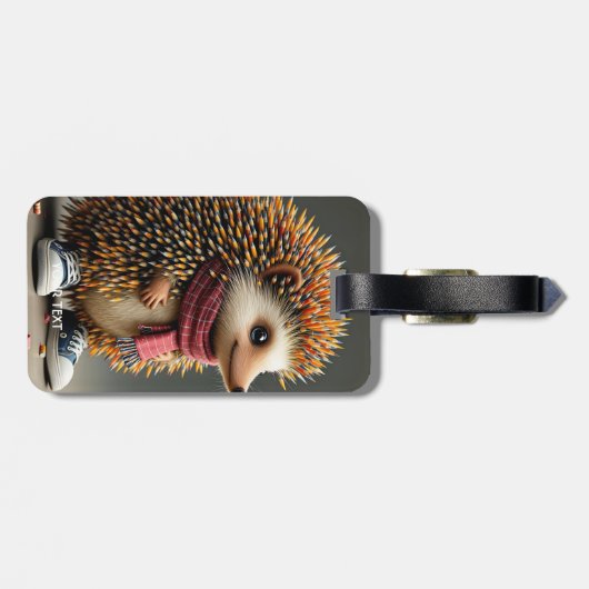 Fantasy Schattigee Hedgehog Sharp Needles Bagagelabel (Achterkant horizontaal)