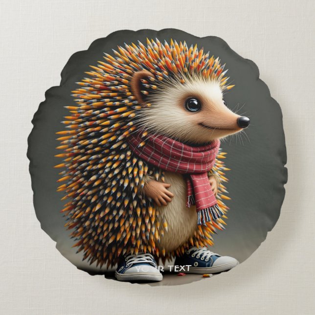 Fantasy Schattigee Hedgehog Sharp Needles Rond Kussen (Voorkant)