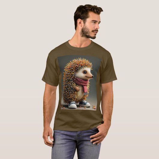 Fantasy Schattigee Hedgehog Sharp Needles T-shirt (Voorkant volledig)