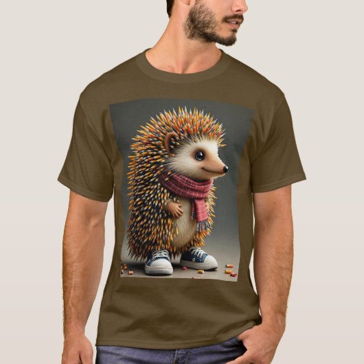 Fantasy Schattigee Hedgehog Sharp Needles T-shirt (Voorkant)