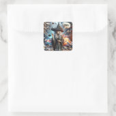 Fantasy Schattigee heks grappige fout Vierkante Sticker (Tas)