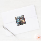 Fantasy Schattigee heks grappige fout Vierkante Sticker (Envelop)