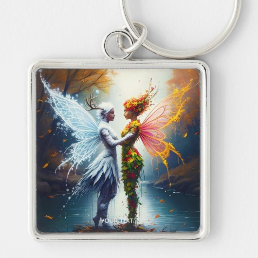 Fantasy Schattigee Herfst Winter Spirits Sleutelhanger (Voorkant)