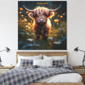 Fantasy Schattigee Highland Baby Koe Canvas Afdruk (Insitu (Slaapkamer))