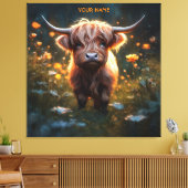 Fantasy Schattigee Highland Baby Koe Canvas Afdruk (Insitu (Woonkamer))