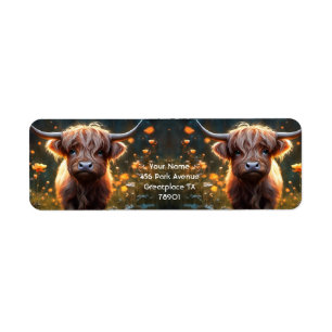 Fantasy Schattigee Highland Baby Koe Etiket
