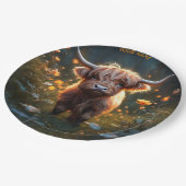 Fantasy Schattigee Highland Baby Koe Papieren Bordje (Gekanteld)