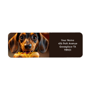 Fantasy Schattigee hond Hot Dog Etiket