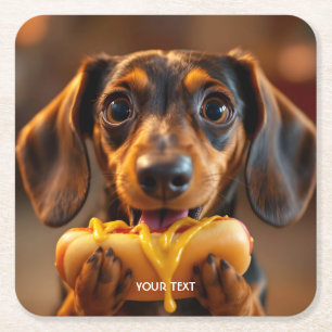 Fantasy Schattigee hond Hot Dog Kartonnen Onderzetters