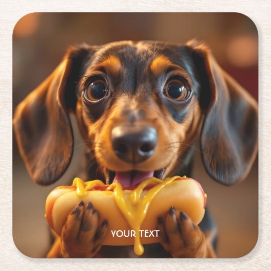 Fantasy Schattigee hond Hot Dog Kartonnen Onderzetters (Voorkant)