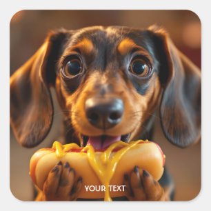 Fantasy Schattigee hond Hot Dog Vierkante Sticker