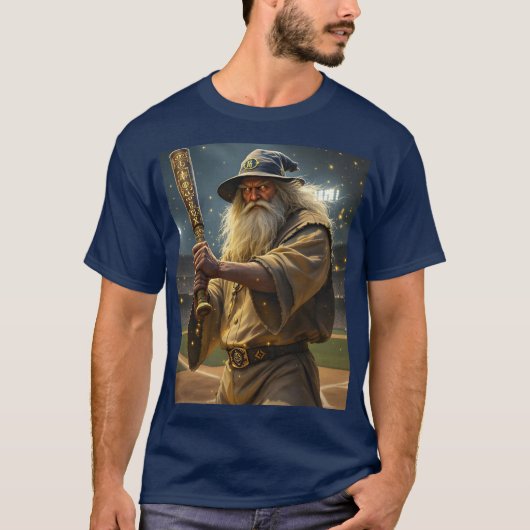 Fantasy Schattigee Honkbal Wizard Bat T-shirt (Voorkant)